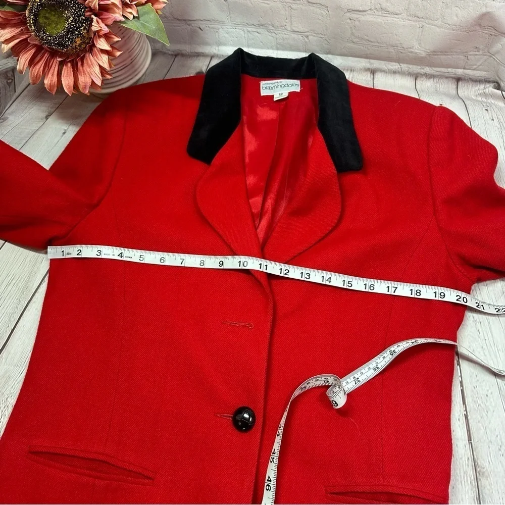 vintage Bloomingdale's red black blazer jacket sz 12 office professional